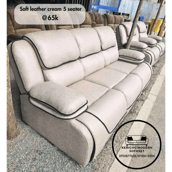 Soft Leather Cream 5 seater