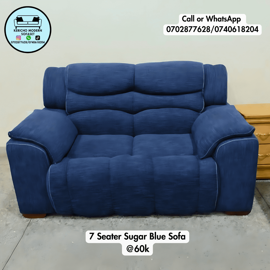 7-Seater Sugar Blue Sofa