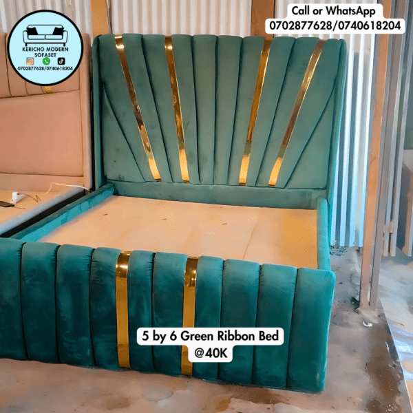 5 by 6 Green Ribbon Bed